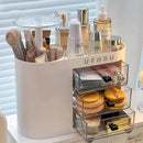 Axyaa 3-Drawer Makeup Organizer Box for Brushes, Lipsticks, Eyeshadow - Dustproof Storage