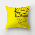Yellow Black Geometric Cushion Cover - Wave Line Design by Axyaa