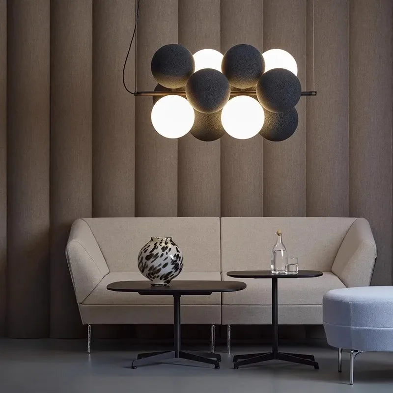 Axyaa Flannelette Ball Chandelier: Modern Nordic Style for Home, Restaurant, Hotel