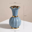 Axyaa Blue and White Porcelain Vase: European Style Home Decor, High-End Floral Arrangement