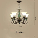 Axyaa Classic Ceramic Chandelier with Metal Iron Arm and Glass Lampshade