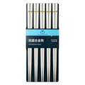 Axyaa White Metal Alloy Chopsticks Set - 5 Pairs Reusable Japanese Chinese Korean Tableware