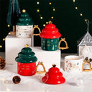 Axyaa Ceramic Christmas Tree Mug with Gold Wind Chime Handle
