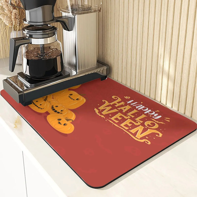 Axyaa Pumpkin Printing Silicone Coasters for Halloween Style Kitchen Décor