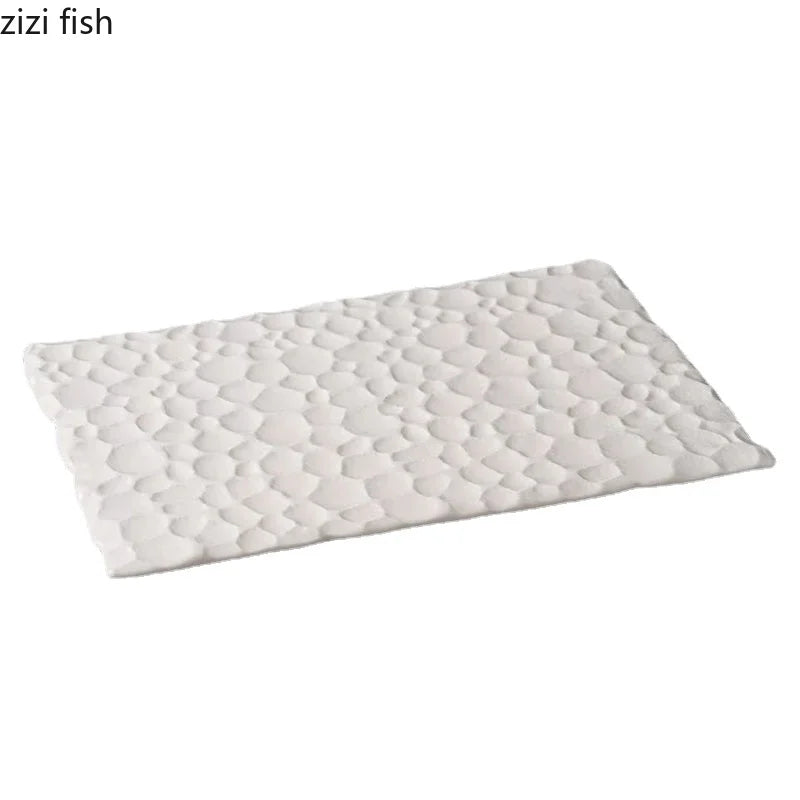 Axya Ceramic Hammer Pattern Rectangular Flat Plate for Molecular Cuisine Tableware
