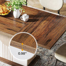 Axyaa Farmhouse Wood Dining Table for 4-6 People - 55" Rectangular Kitchen & Living Room