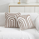 Axyaa Geometric Coffee Tassel Cushion Cover 45x45cm for Sofa, Couch, Bed