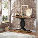 Axyaa Gold Geometric Console Table with Faux Marble Top & Metal Legs