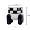 Axyaa Checkered Ceramic Tall Vase: Geometric Home Decor Flowerpot & Terrarium