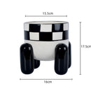 Axyaa Checkered Ceramic Tall Vase: Geometric Home Decor Flowerpot & Terrarium