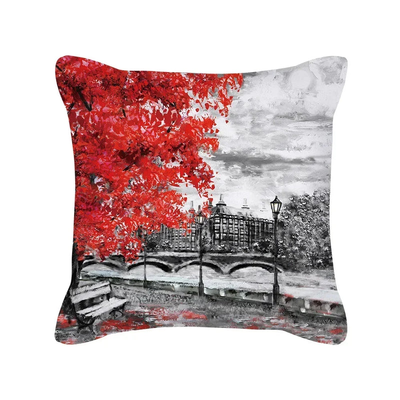Red Geometric Pillow Case 45x45cm for Sofa, Car, Home Decor - Axyaa