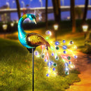 Axyaa Solar Peacock Garden Light - Outdoor Decor Handcrafted Metal with Gems