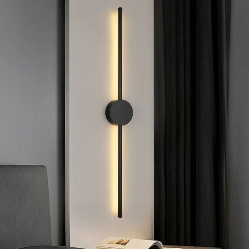 Modern Black LED Wall Light I-Shaped Bedroom Living Room Interior Lighting