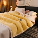 Axyaa Plush Quilted Blanket, Coral Fleece, Double Sided, Thick Bed Cover