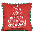 Axyaa Christmas Letter Print Fleece Pillow Cover with Curved Lace - Home Decor