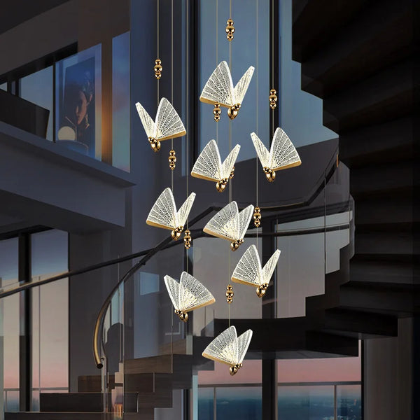 Axyaa Modern Butterfly LED Chandelier for Living Dining Room Stairwell Hallway