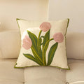 Axyaa Embroidered Tulip Throw Pillow Covers for Summer Garden Decor
