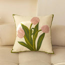 Axyaa Embroidered Tulip Throw Pillow Covers for Summer Garden Decor