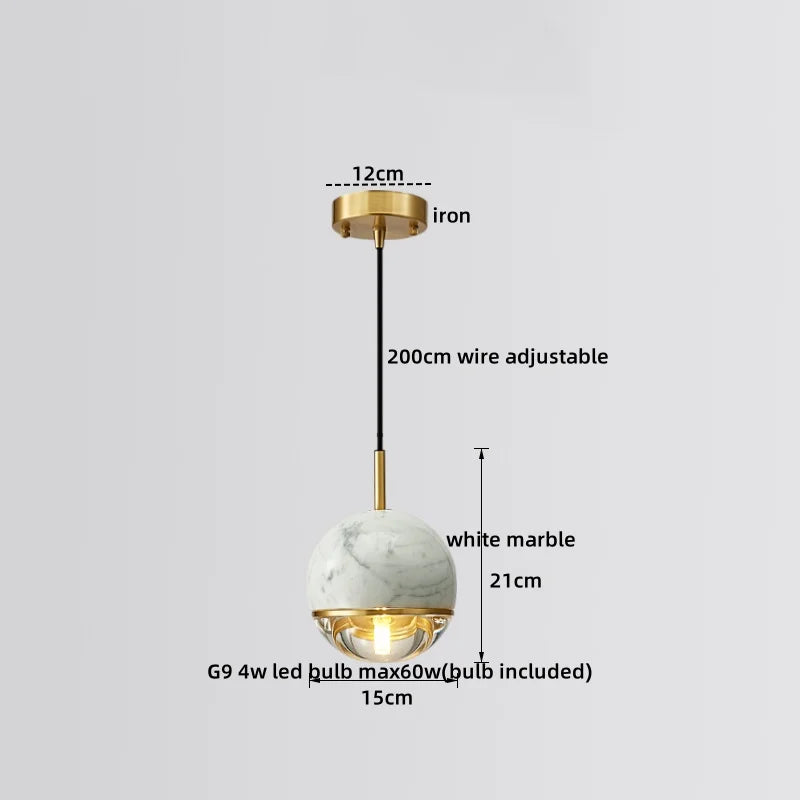 Axyaa Modern LED Marble Pendant Lamp for Luxury Home Decor