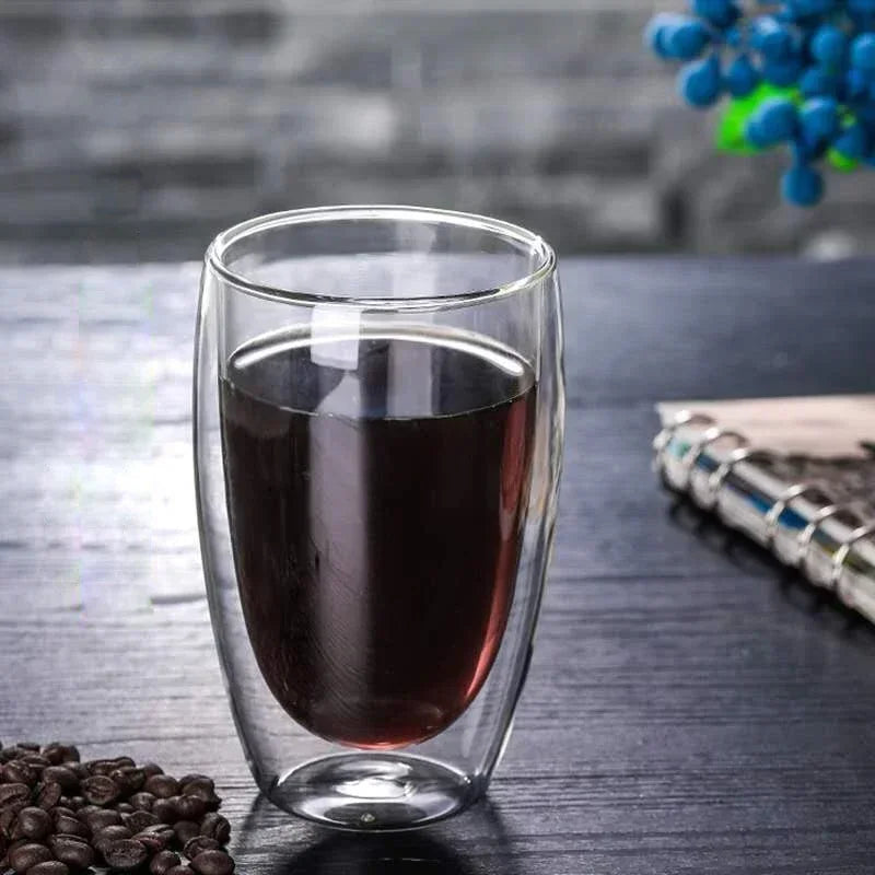 Axya Double Bottom Glass Coffee Cup Set for Whiskey, Tea, Wine, and Cocktails