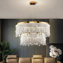 Axyaa Gold Crystal Chandelier Pendant Light for Elegant Home Decor