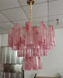Axyaa Pink Glass Chandelier: Elegant Murano Pendant Lamp for Home Decor