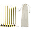 Axyaa Stainless Steel Reusable Colorful Straw Spoon for Cocktails and Coffee