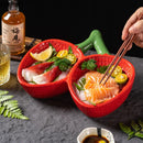 Axyaa Strawberry Ceramic Plate for Seafood, Sashimi, Fruit Salad - Molecular Cuisine Tableware