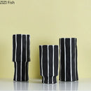 Axyaa Stripe Ceramic Vase Flower Pots Desk Decor Ornaments Craft Floral Vases