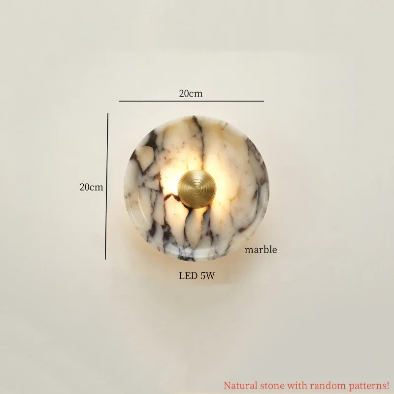 Axyaa Circular Marble LED Wall Lamps Nordic Minimalism Living Room Lights