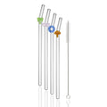 Axyaa Glass Straw Set for Drinks, 5pcs High Borosilicate Cocktail Straws & Cleaning Brush