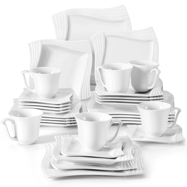 Axya White Porcelain Dinnerware Set for 6/12 People