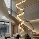Axyaa Crystal Stair Chandelier: Modern LED Ceiling Light for Living Room