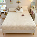 Axyaa Plush Jacquard Velvet Fitted Bed Sheet for Double King Queen Bed