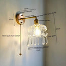 Axyaa Crystal Copper Wall Sconce LED Light for Home Decor and Lighting