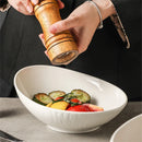 Axyaa Oblique Ceramic Bowl: Large Dessert Fruit Salad Bowl for Hotel and Restaurant Tableware