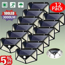 Axyaa Solar Lights 100LED PIR Motion Sensor Outdoor Wall Lamp for Garden Courtyard