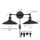 Axyaa Rustic LED Wall Lamp, Vintage Industrial Style, Adjustable 2 Heads Light Fixture