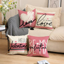 Axyaa Linen Cushion Cover 45x45 for Modern Living Room Decor & Sofa - Valentine's Day Theme