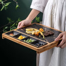 Axyaa Nordic Gold Pattern Square Ceramic Steak Plate Snack Dish Grid Pattern