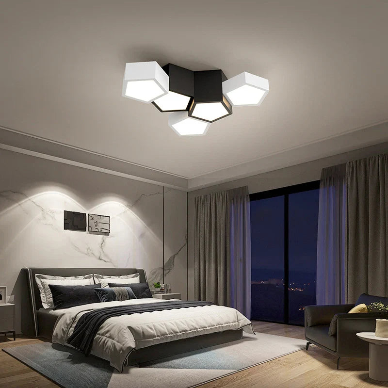 Axyaa Modern Geometric Ceiling Lights for Living Room - Creative Designer Bedroom Lighting Fixtures