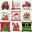 Axyaa Christmas Party Santa Dwarf Print Pillow Cover