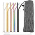 Axyaa Stainless Steel Straw Set - Mixed Colors, Reusable Drinking Straws