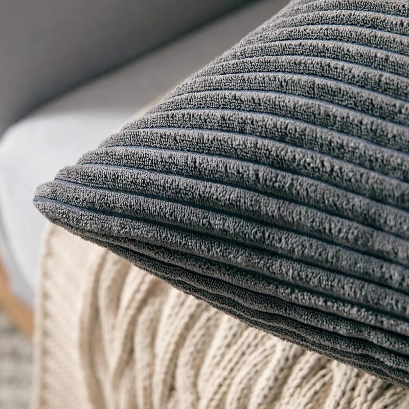 Soft Corduroy Striped 18x18 Inch Throw Pillow Covers for Winter Home Decor - Axyaa