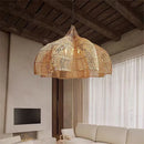 Axyaa Wicker Pendant Light: Handmade Rattan Umbrella Dining Room Fixture