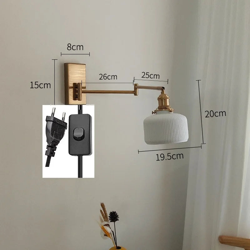 Axyaa Nordic LED Wall Sconce Left Right Rotate Pull Chain Switch Stair Light