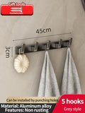 Axyaa Space Aluminum Kitchen and Bathroom Storage Hook Rack