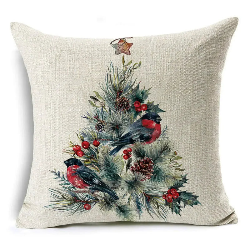 Axyaa Christmas Birds Garland Cushion Cover