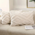 Axyaa Snowflake Velvet Cream White Pillow Cover, Rhombus Pattern for Home Decor