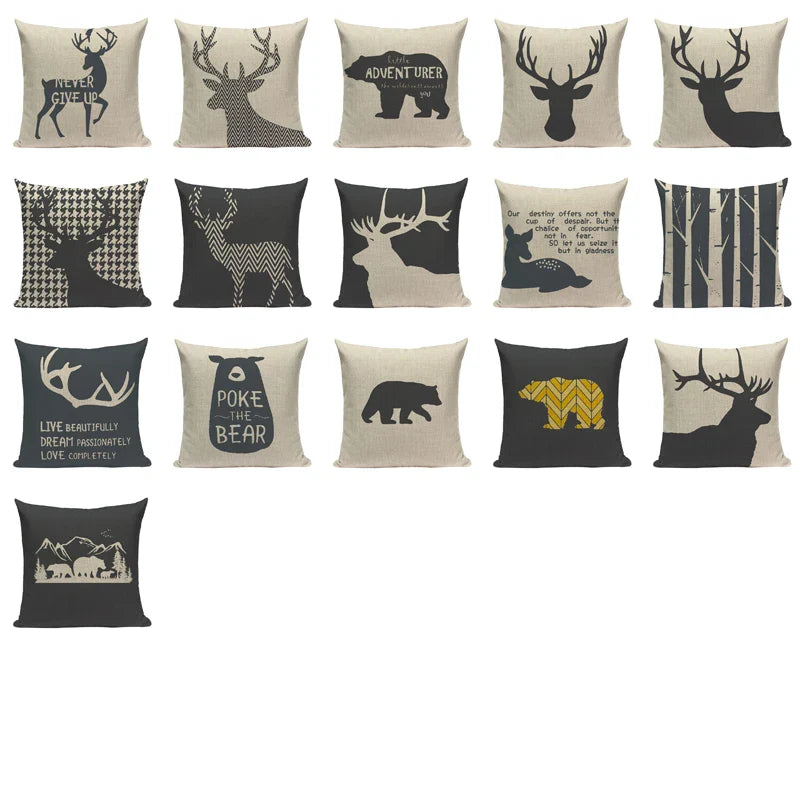 Axyaa Nordic Wildlife Cushion Covers 45x45cm Square Printed Pillow Case